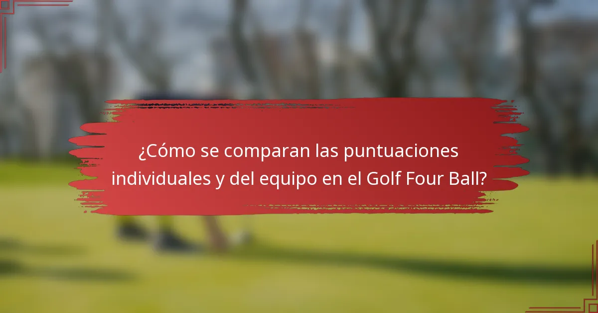¿Cómo se comparan las puntuaciones individuales y del equipo en el Golf Four Ball?