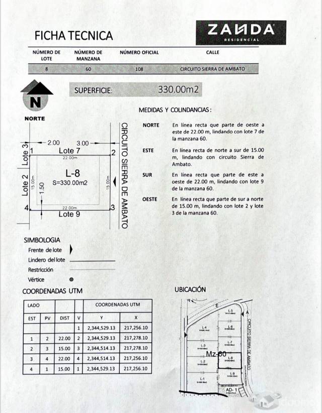 Terreno en ZANDA Residencial en León Gto.