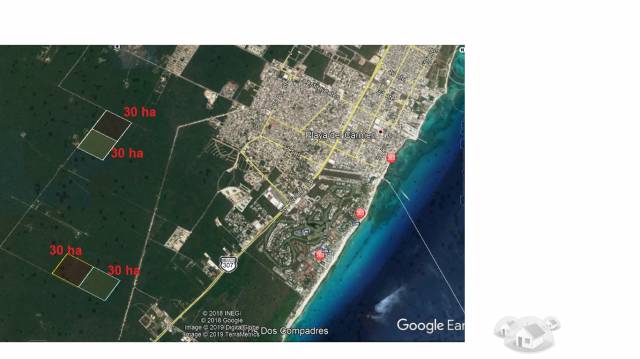 Terrenos de 30 hectáreas para desarrollar en Playa del Carmen. Cerca de la Av. Juarez
