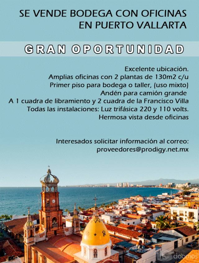 Se vende bodega con oficinas en Puerto Vallarta, excelente ubicación.