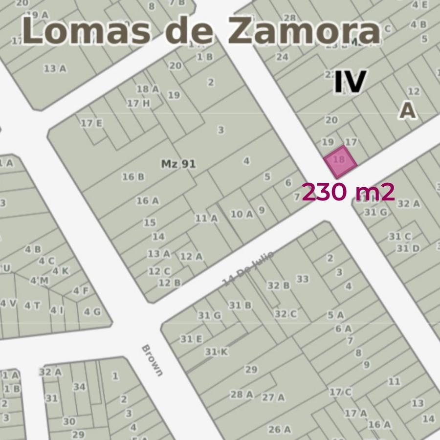 RETASADO - TERRENO DE 230 M2 A UNA CUADRA DE AV. ALMIRANTE BROWN. ACEPTA PERMUTA