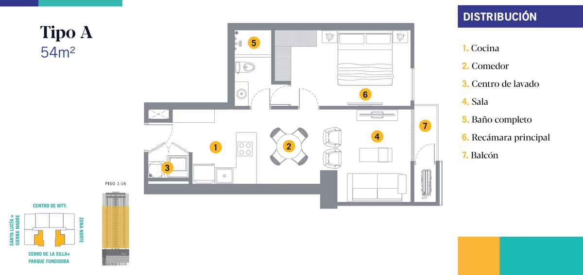 Departamento en venta zona centro de 2 recamara Monterrey H47