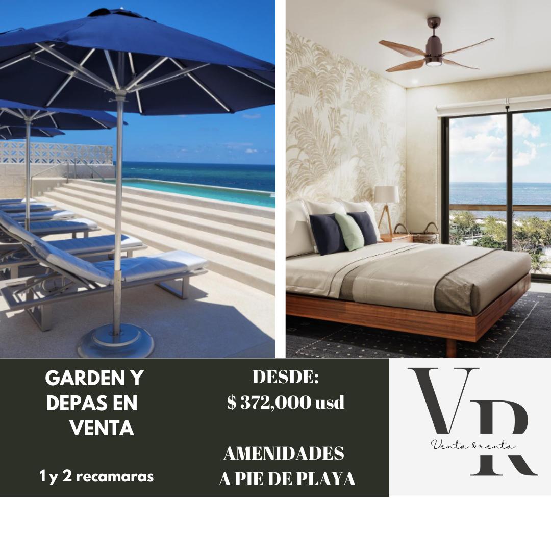 Departamento venta en Puerto Morelos, a pie de playa , con amenidades