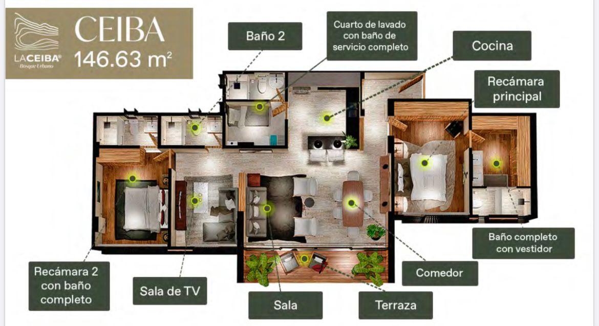 Departamento en VENTA EN LA CEIBA  BOSQUE URBANO