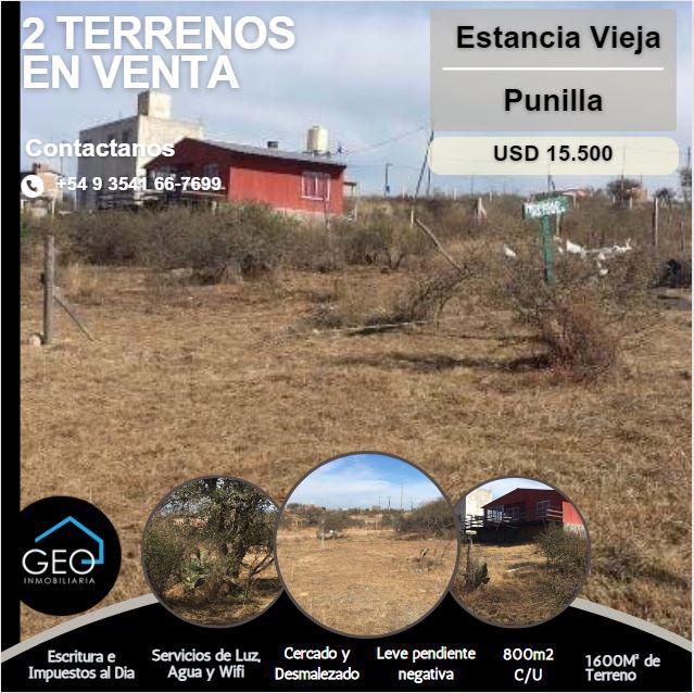 2 Lotes en venta de 800m2 C/U ubicados en Estancia Vieja, Punilla