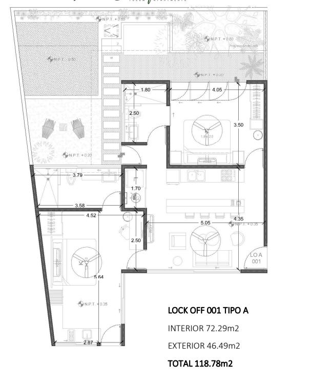 Departamento   lock off  2 habitaciones y amenidades  Tulum