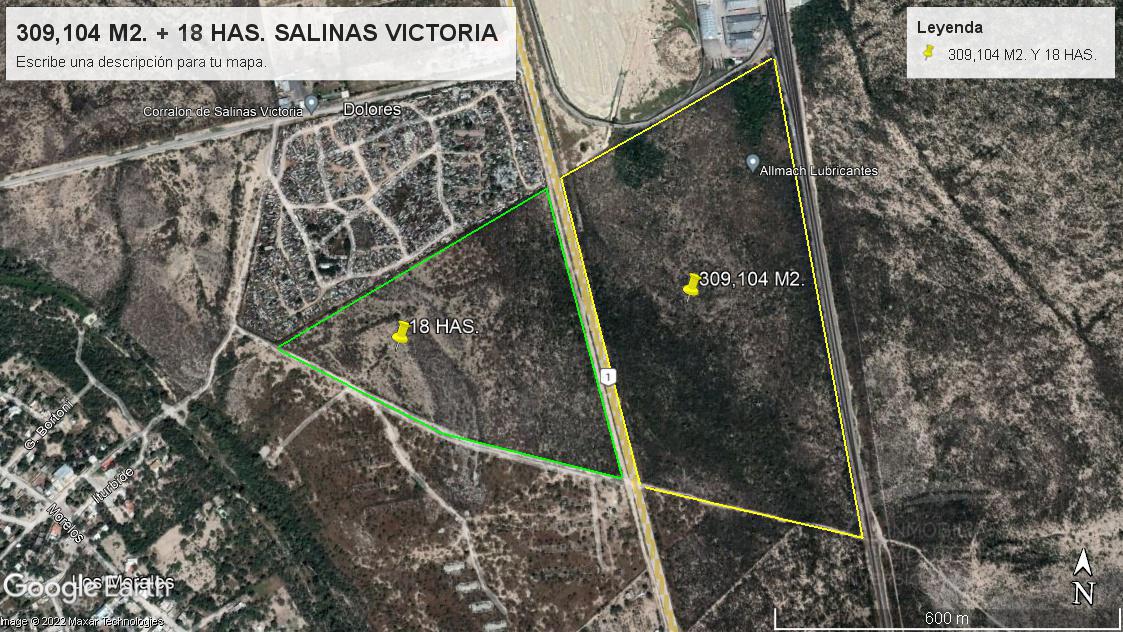 Terreno en venta de 18 hectáreas   salinas Victoria Nuevo León.