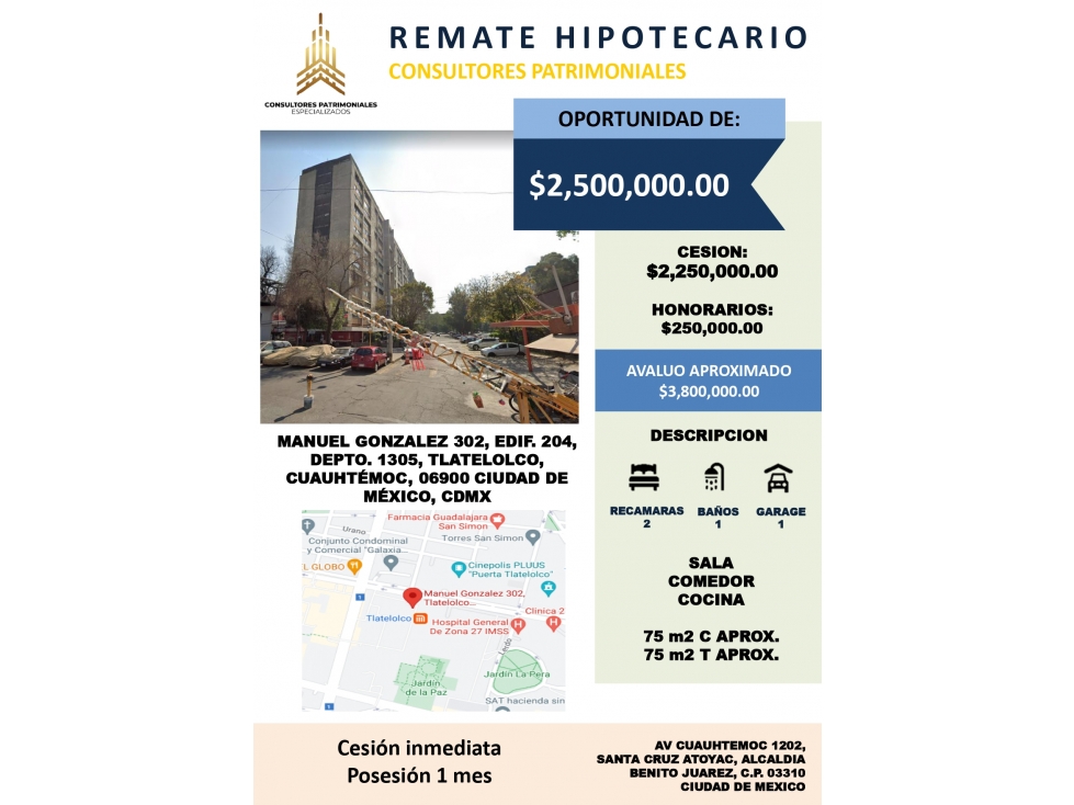 EXCELENTE DEPARTAMENTO YA ADJUDICADO EN TLATELOLCO CDMX